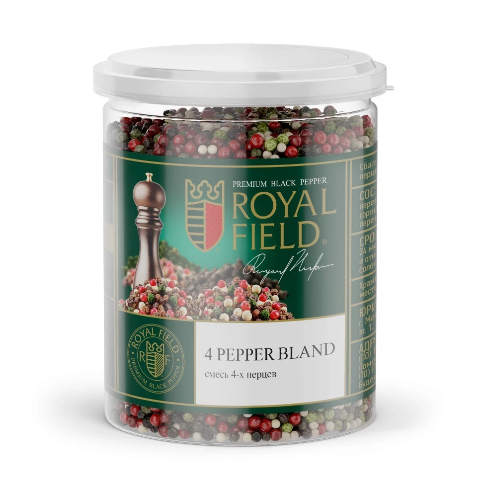Смесь 4-х перцев горошком «ROYAL FIELD» 400 г.	  